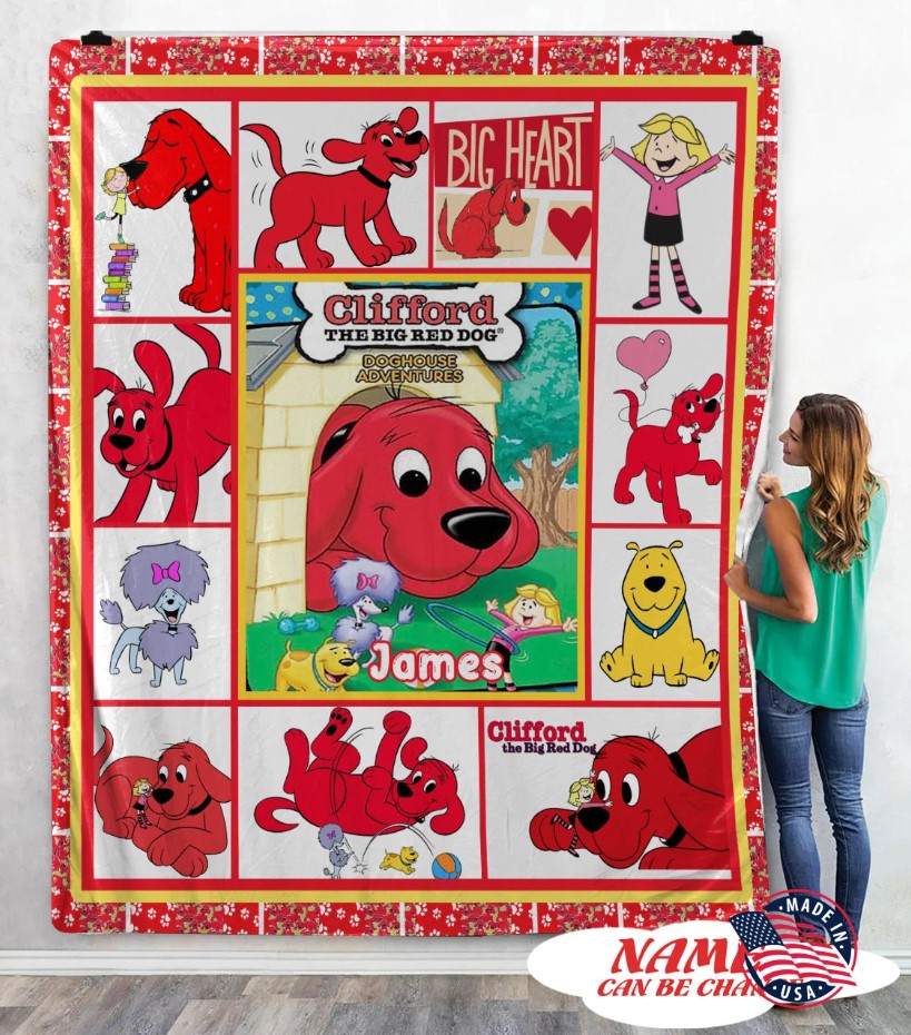 Personalized Clifford Dog Quilt Blanketclifford Dog Birthday Party Cartoon Quilt Blanket